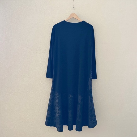 Alembika Oversized Shift Dress Womens Medium Black Mixed Media Floral - Picture 3 of 12